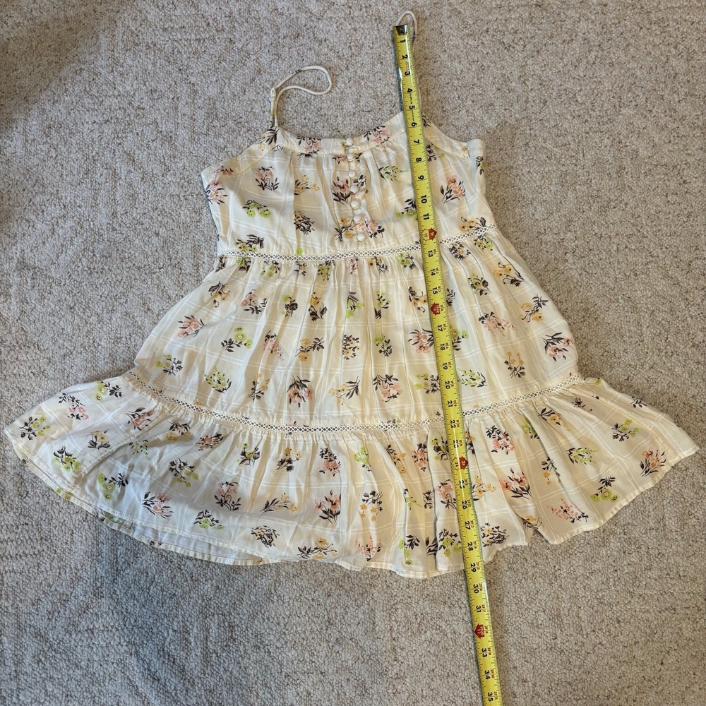 URBAN OUTFITTERS Floral Print Spaghetti Strap Button Ruffled Mini Dress Size S - Picture 5 of 10